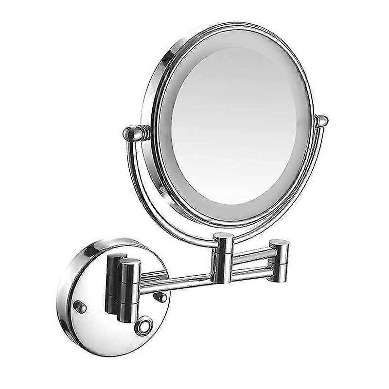 Bathroom Makeup Mirror Wall-Mounted Foldable Touch Control 3X and 5X Magnification Adjustable Telescopic Design