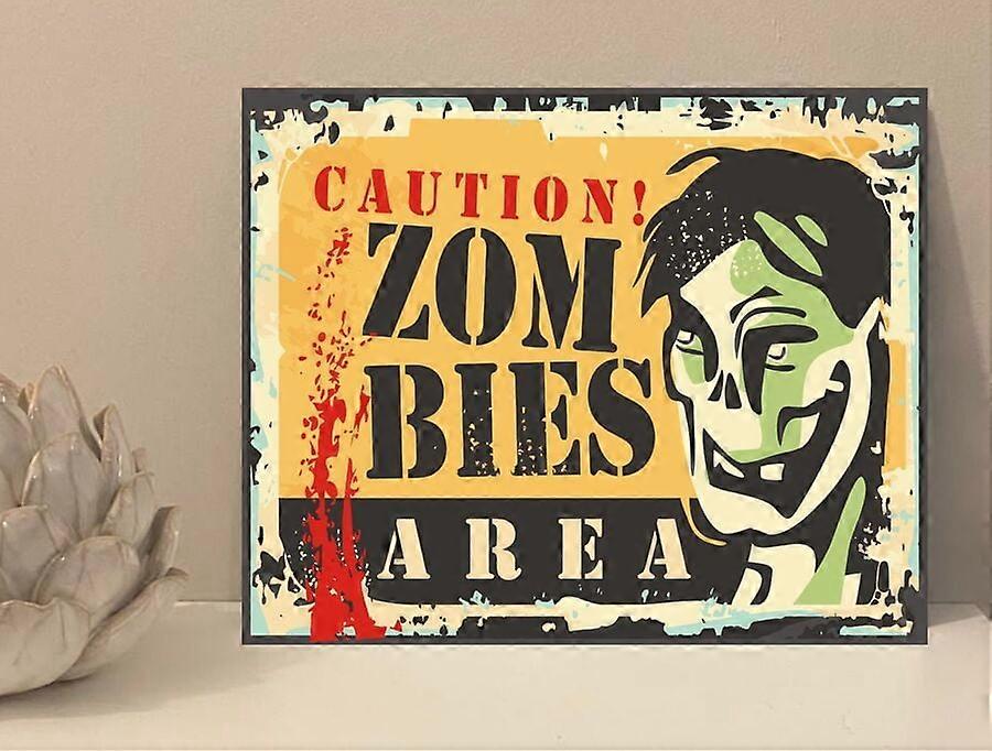 Placa de Placa de Alumínio Rústica Retrô Cuidado Zombies Casa de Presente Novidade Tamanho: 8 x 12 polegadas