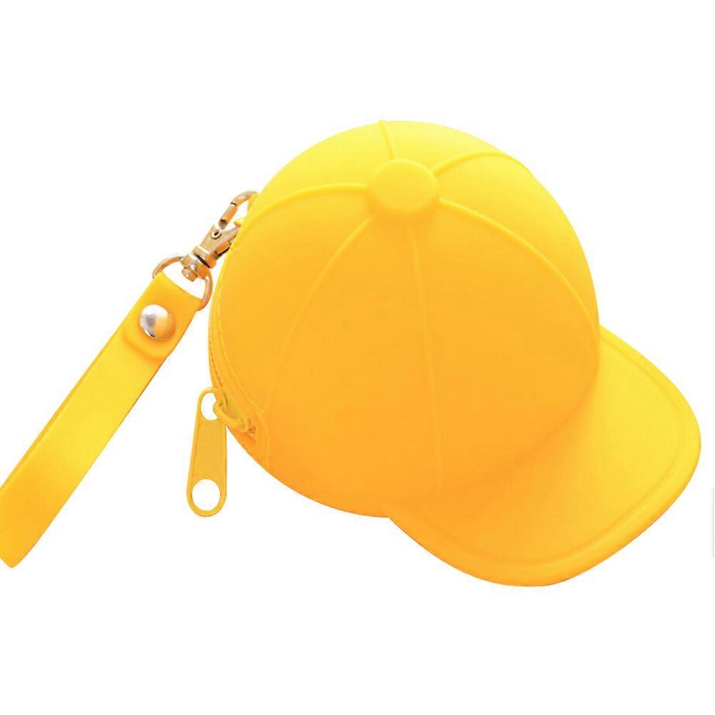Baseball Wallet Mini Coin Case for Coin with Zipped Silicone Purse Yellow