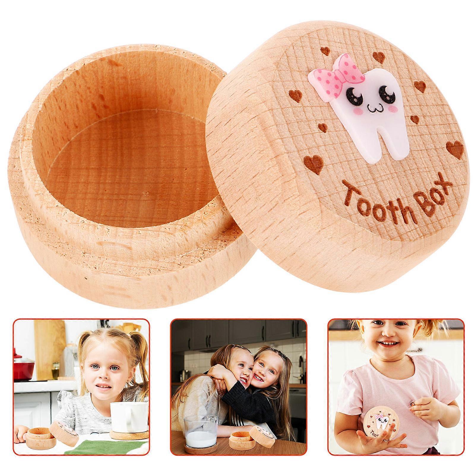 Multi Colored Tooth Storage Box 2Pcs Wooden Square Keepsake Box For Kids Teeth Memory Keeping Ideal For Home Use