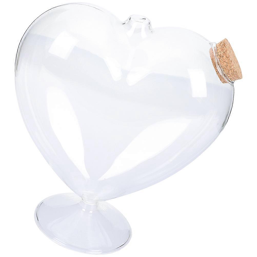 2Pcs Transparent Heart Glass Candy Jar for Storage Snack Container
