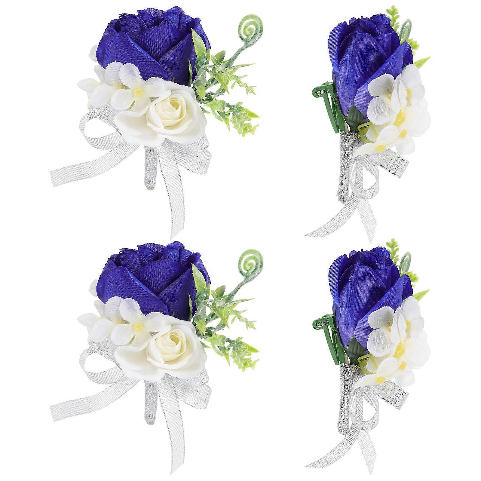 Artificial Flower Corsage Blue for Wedding Decoration 12Pcs Pack