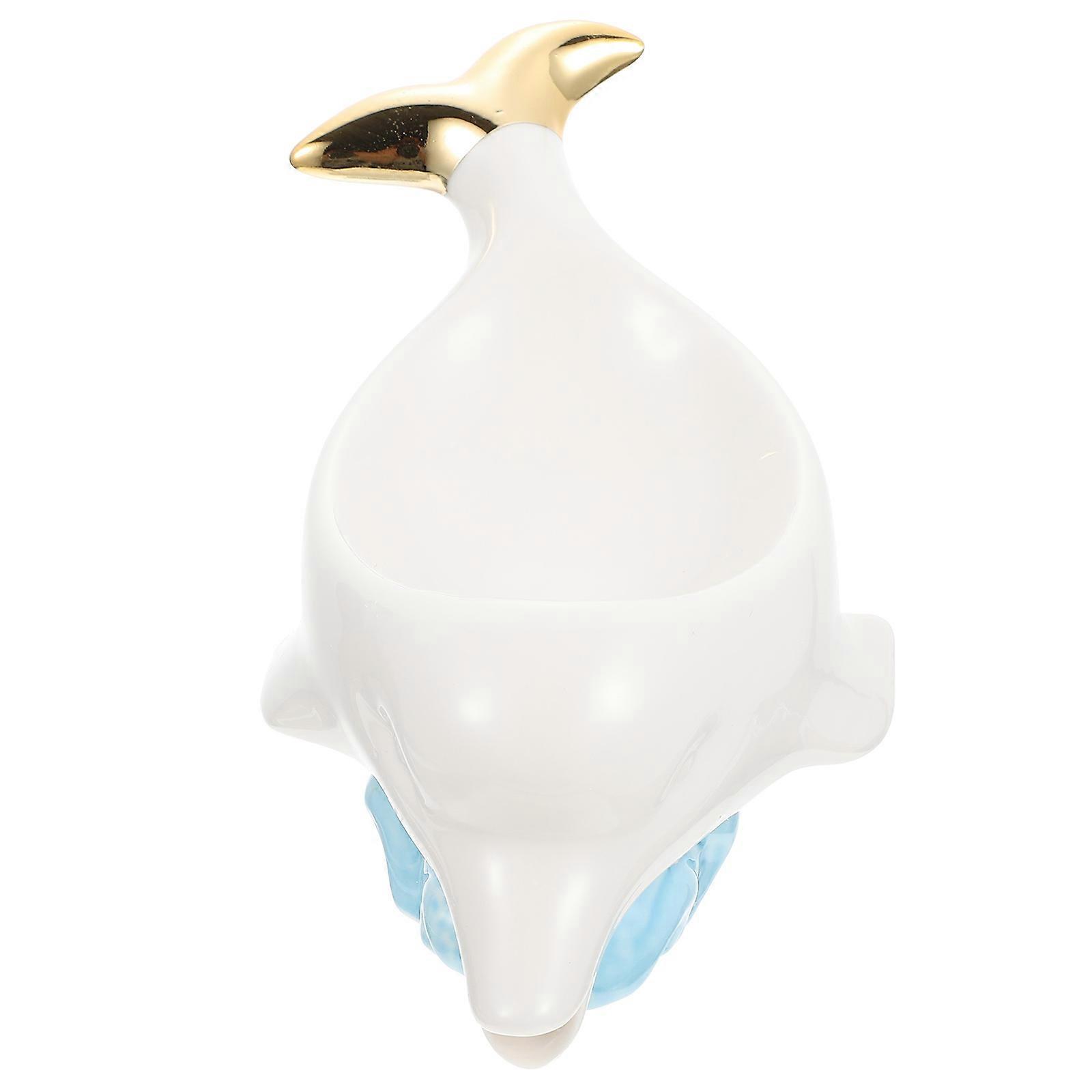 Ceramic Dolphin Soap Tray Soap Holder for Bathroom 3Pcs White