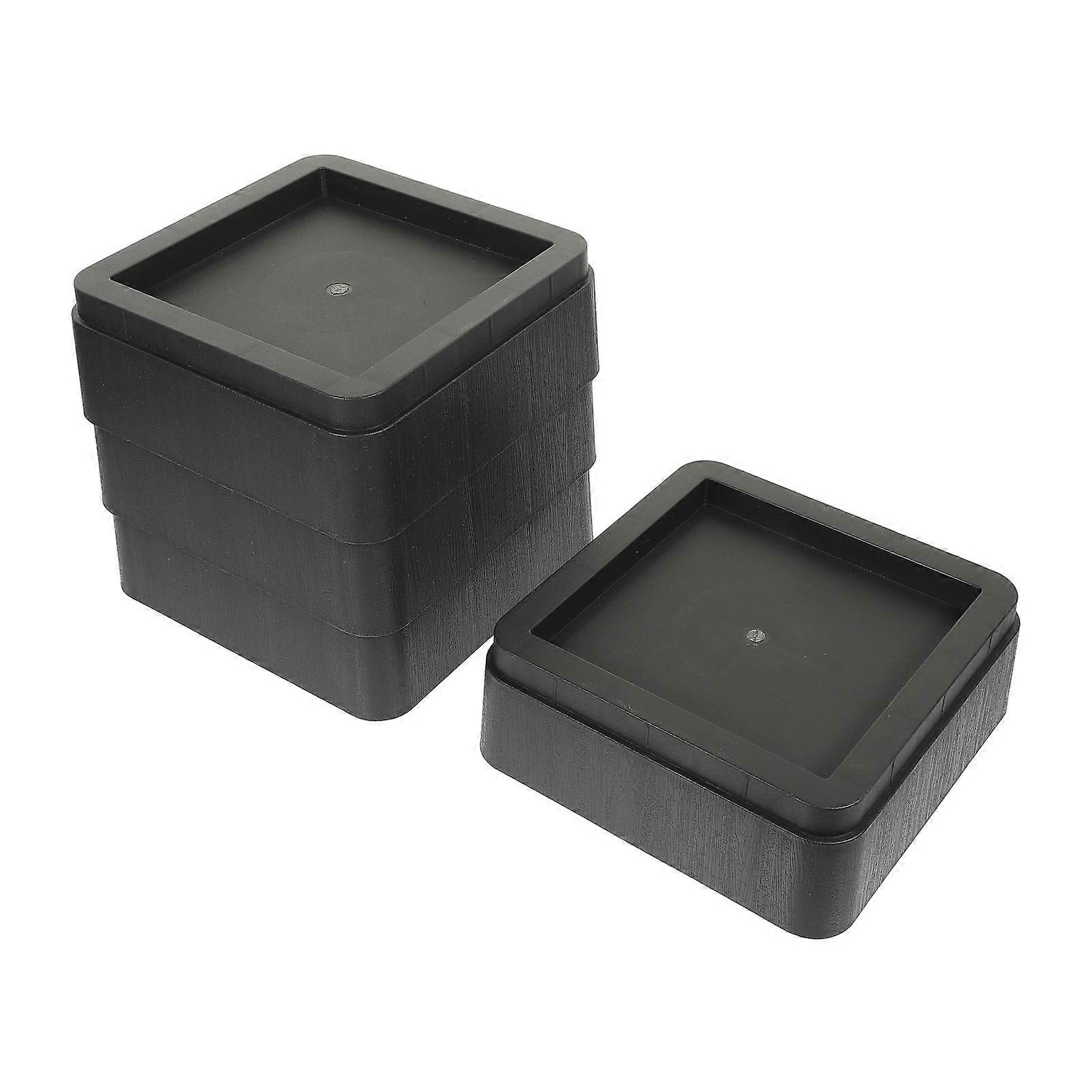 Tables Heightening Pads for Bed Furniture Risers 8Pcs Black ABS