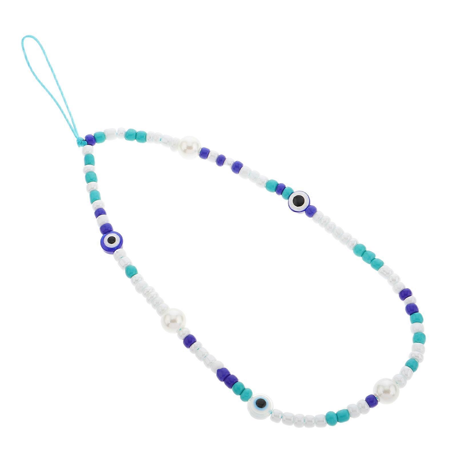 Phone Charm Beaded Lanyard Featuring Evil Eye for Secure Use