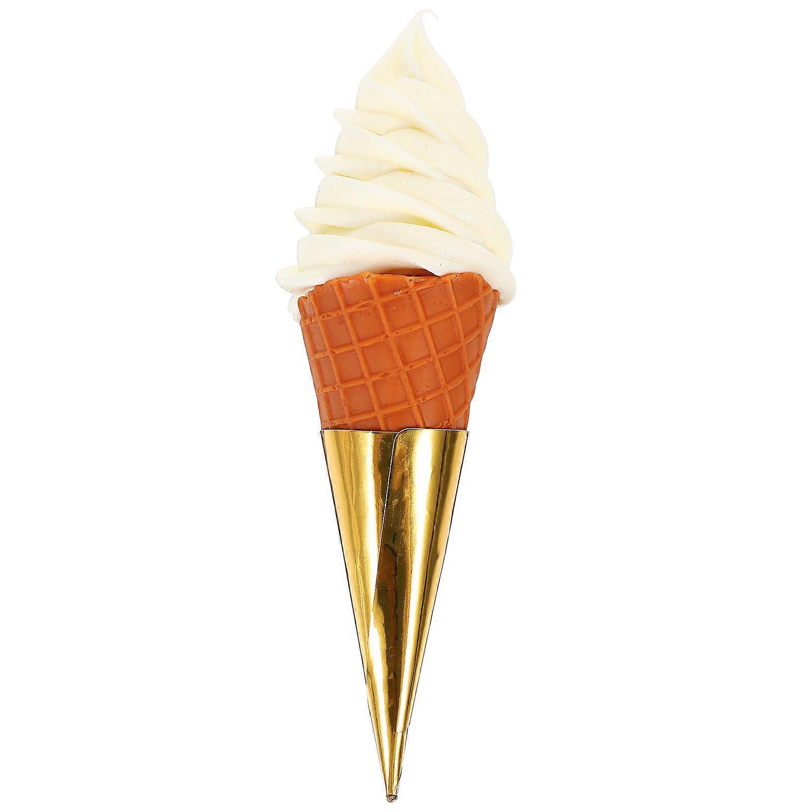 Faux Ice Cream Cone 2Pcs Cone Shape Ideal For Decorators And Photographers White PVC Model 21X5X5CM