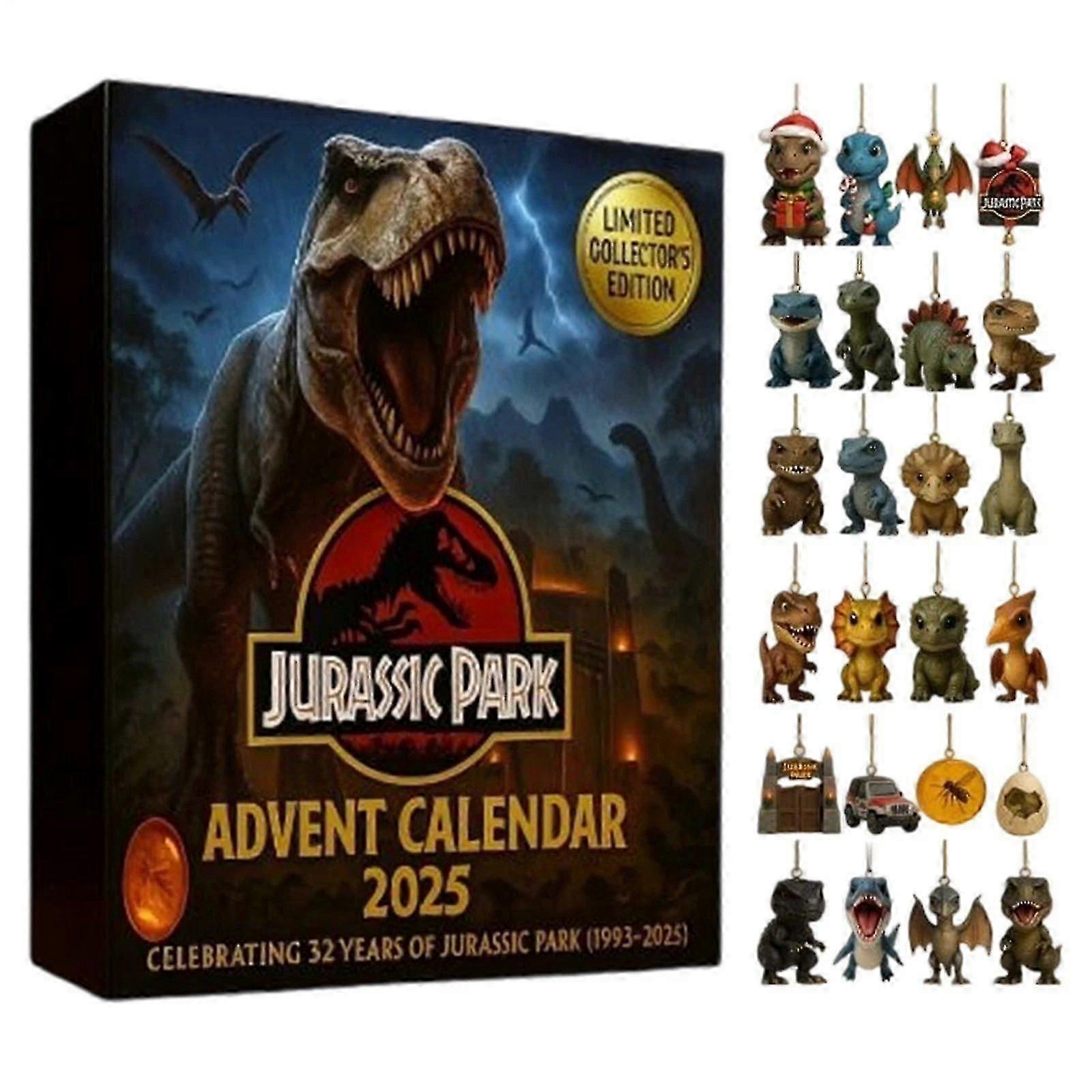 Jurassic Park Kalender Jul Dinosaur Advent 2025 24 Dage Akryl A