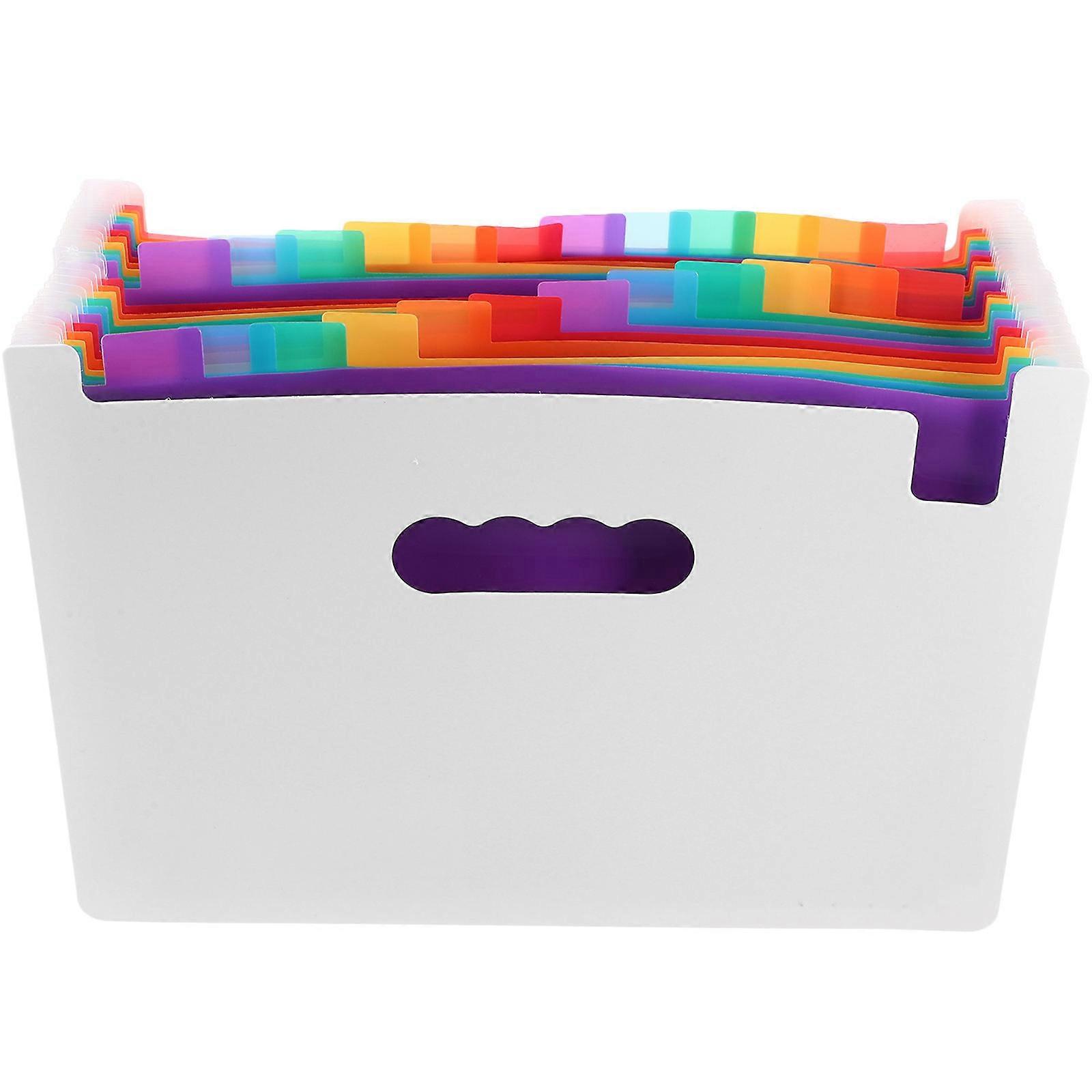 Accordion File Organizer White for Office File Storage 4Pcs Multi-Grid Expanding Folder