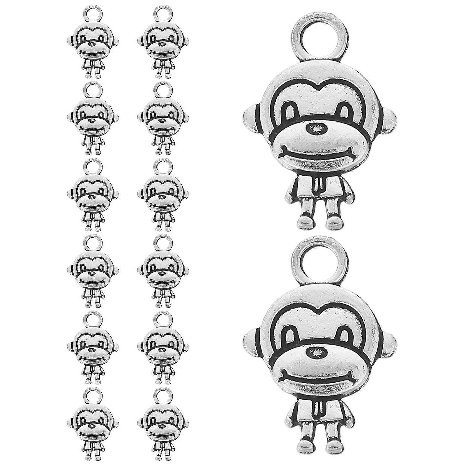 DIY Charm Pendant Monkey Design for Jewelry Making 60Pcs Silver