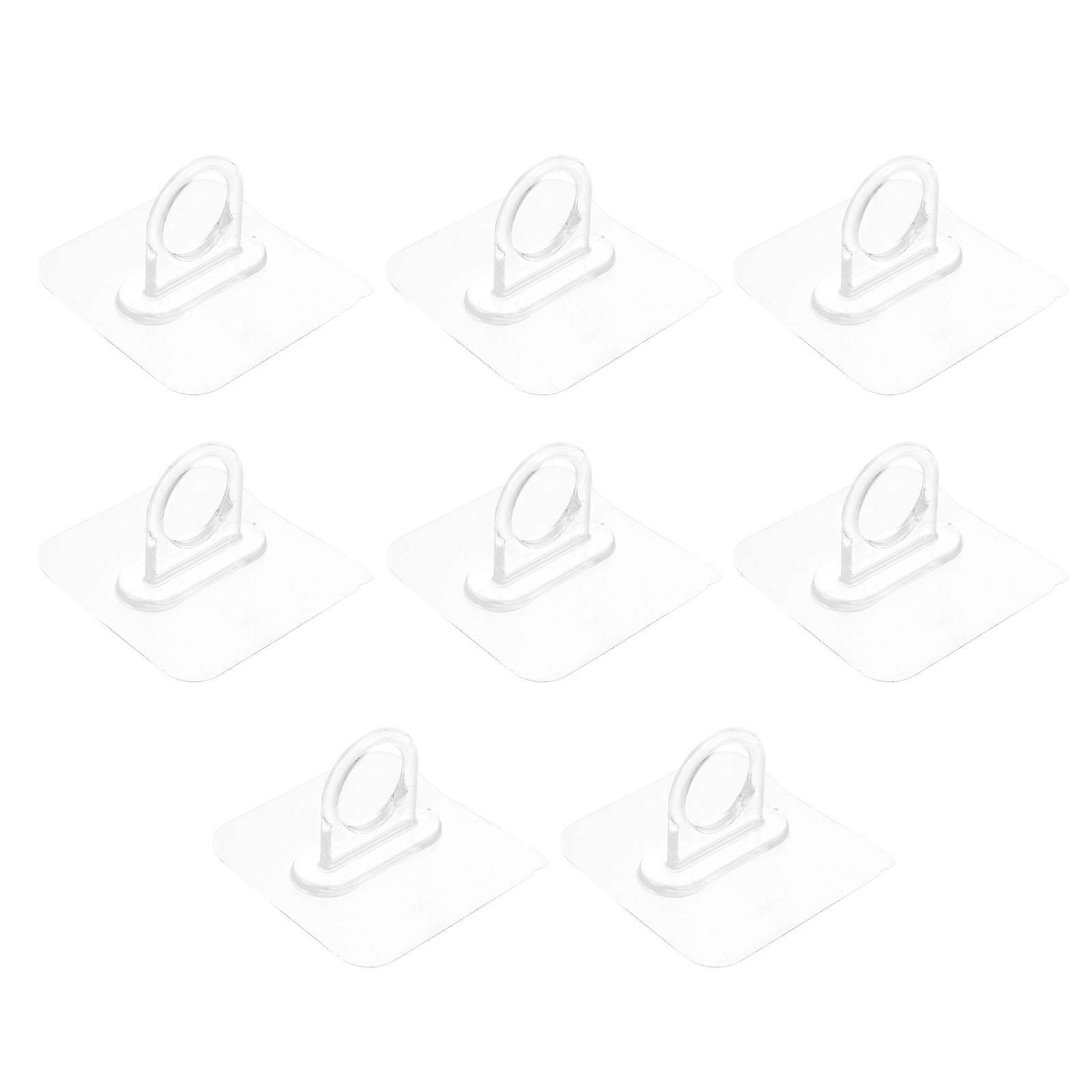 Transparent Adhesive Hooks Wall Mounted Plastic Hooks for 8Pcs Household