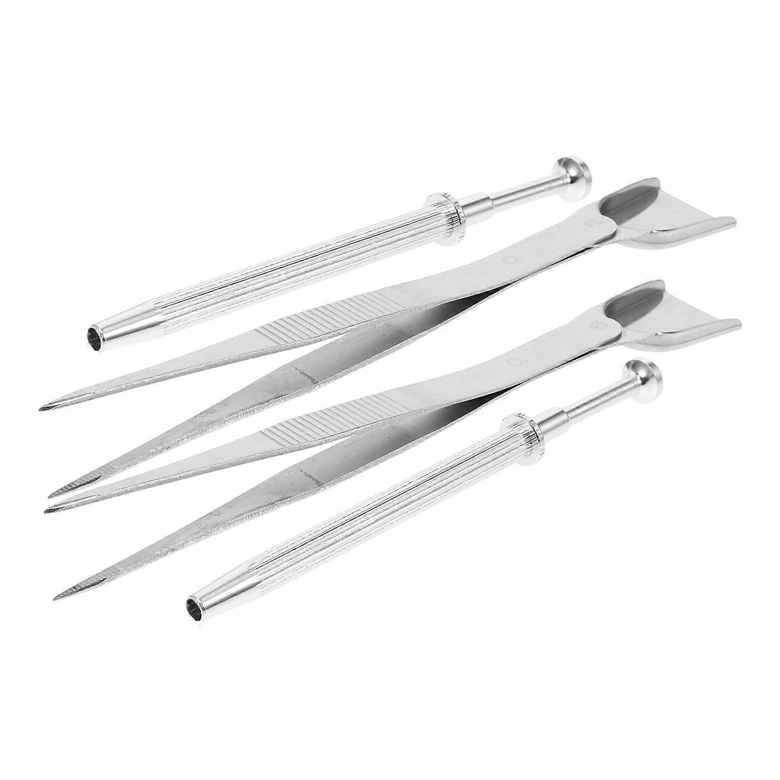 Tweezers with Sprinkles Tools Cake Decorating 4Sets Silver Claws