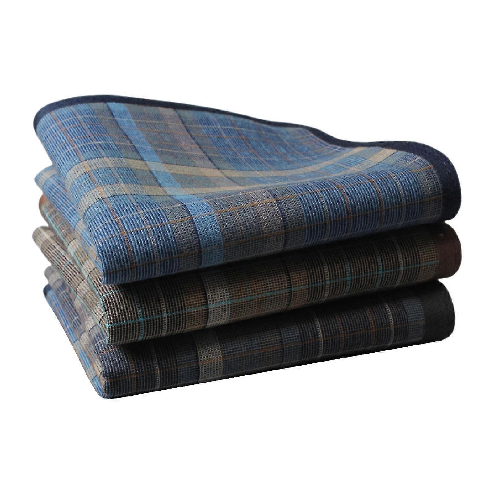 3x Handkerchiefs for Men Cotton Stripe Checkered Pattern Pocket Squares