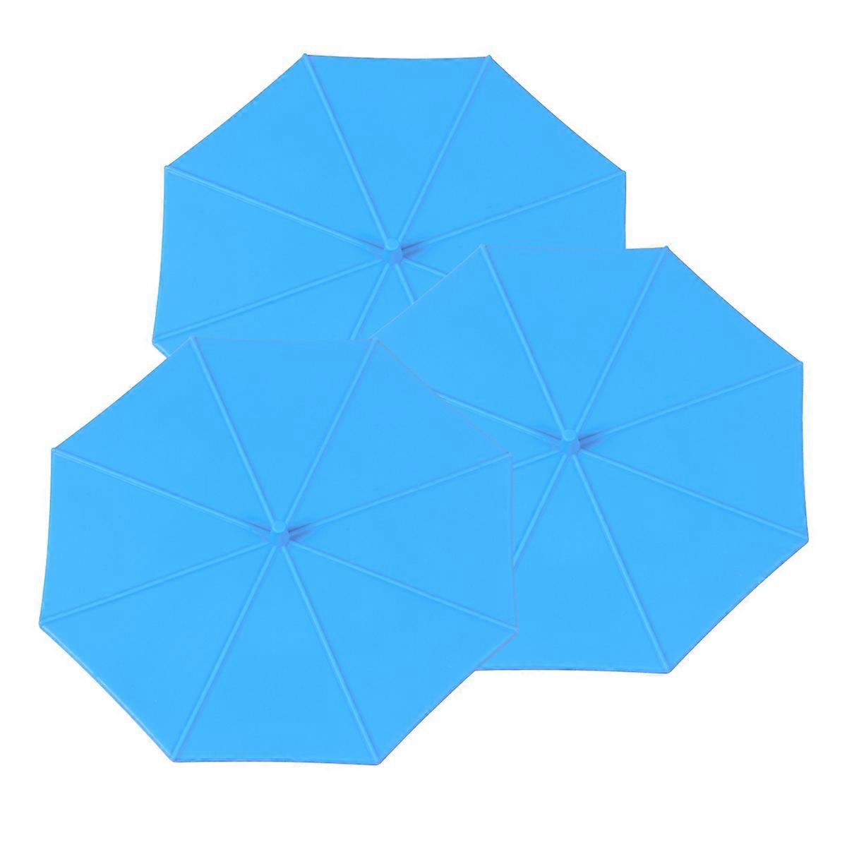 Siliconen mokdeksel paraplu bekerhoes algemene gebruikers blauw 11,5x11,5cm zuignap 3 stuks