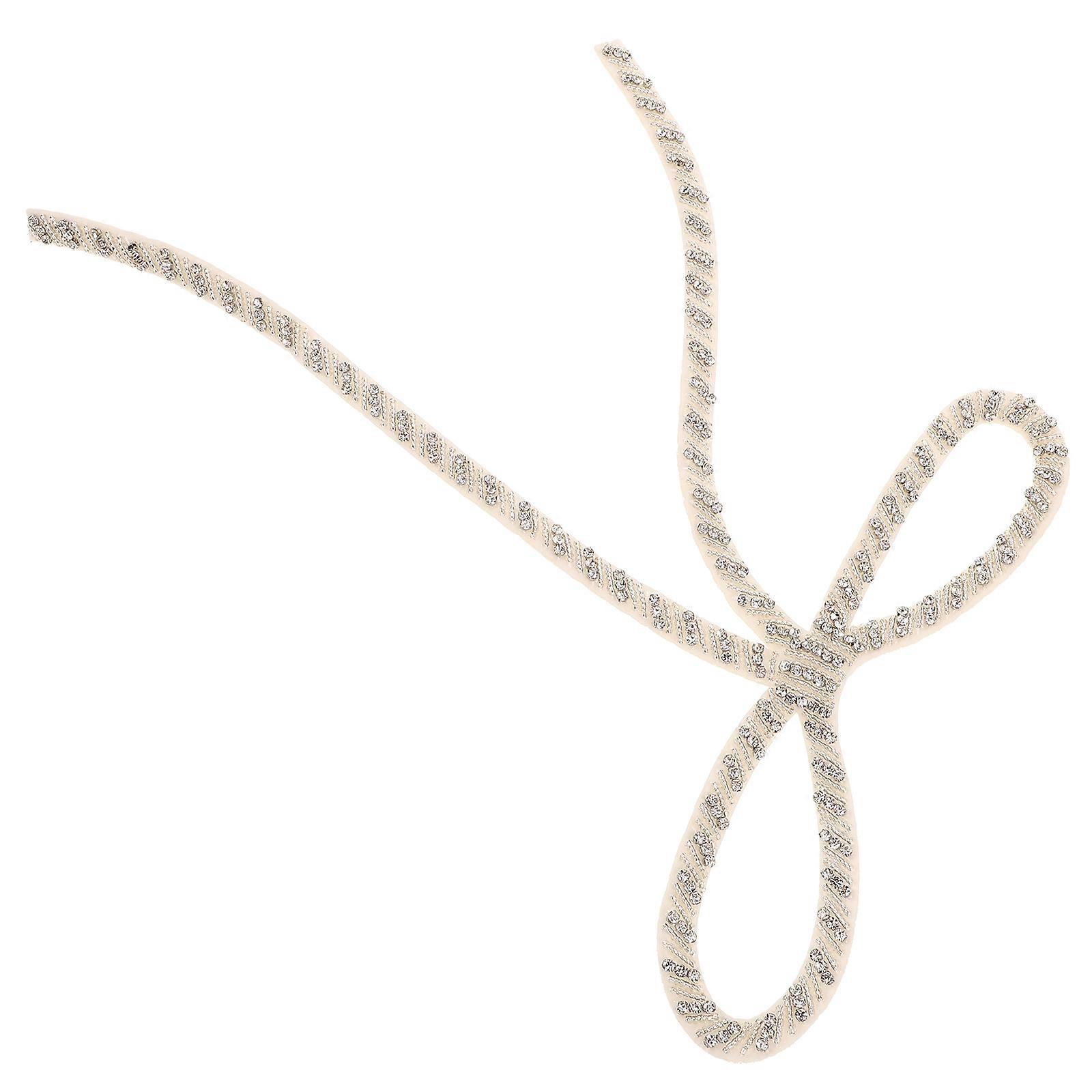 White Handmade Beaded Bowknot Accessory for Wedding Dress 4Pcs