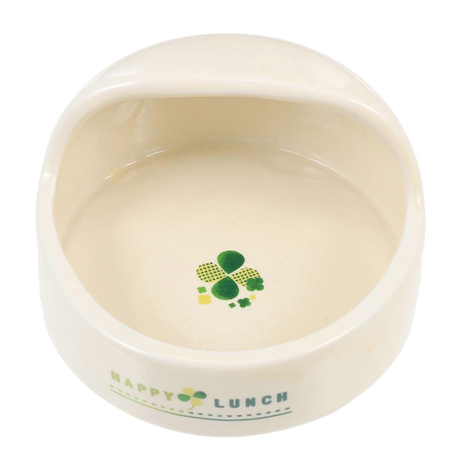 Ceramic Hamster Food Bowl for Practical Feeding Beige