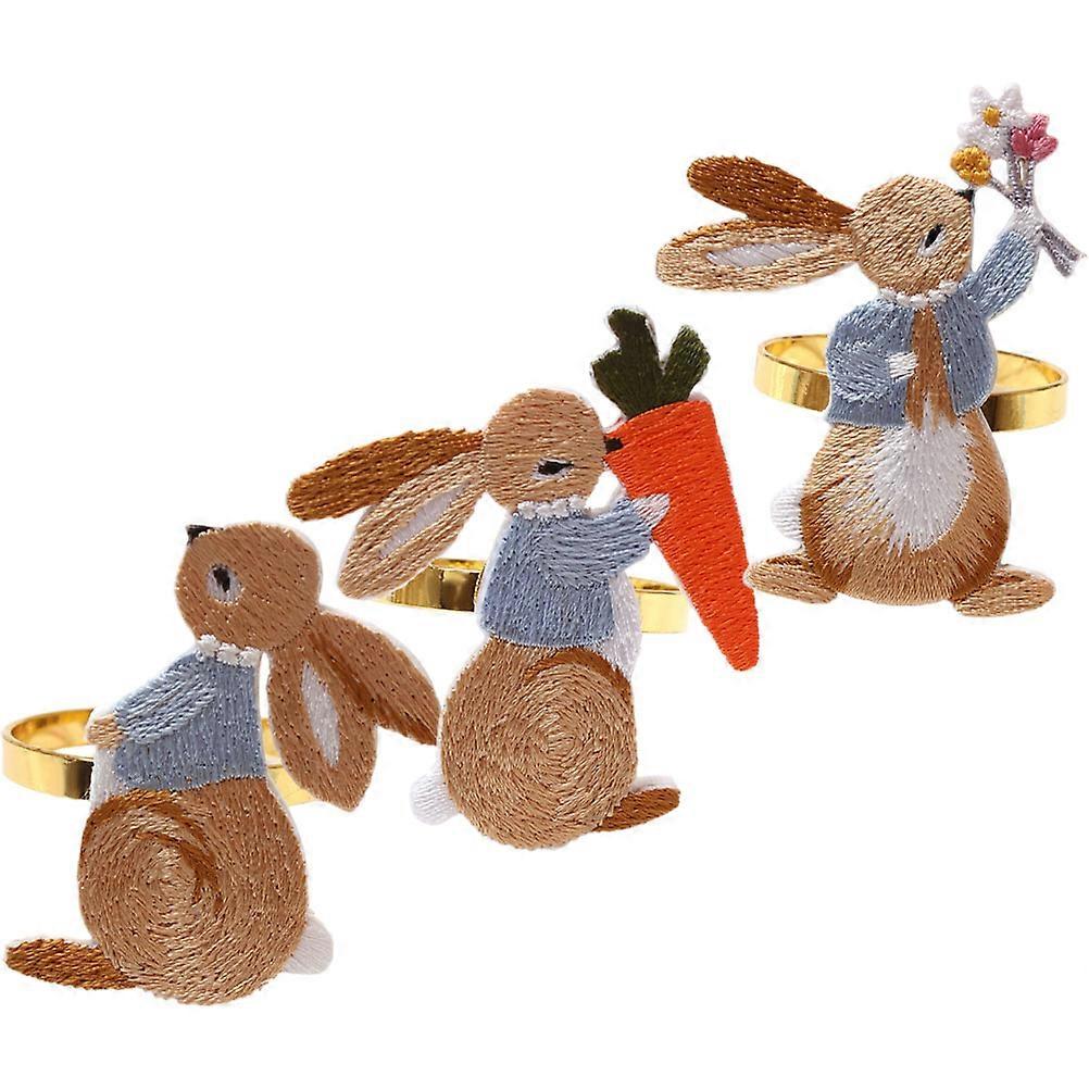 Rabbit Napkin Rings Decorative Napkin Ring for Table Centerpiece 3Pcs