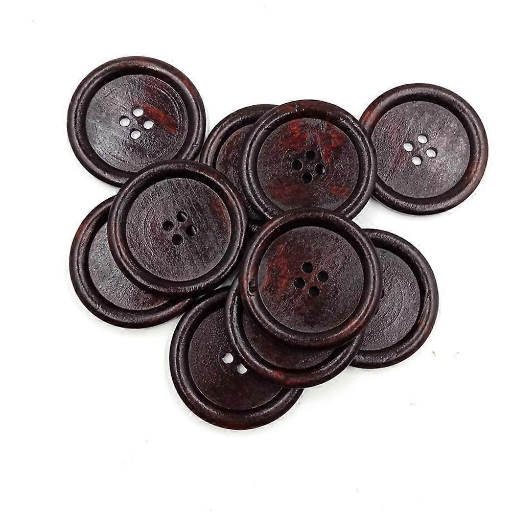 Sewing Tools Dark Brown Round Four Holes Pattern Decorative Buttons for Sewing Projects 40MM 30Pack