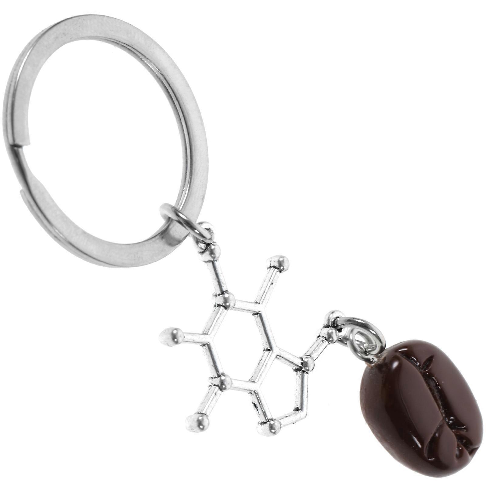 Decorative Keychain 3Pcs Coffee Keychain For Key Holders Fashionable Decoration Silver Color Oval