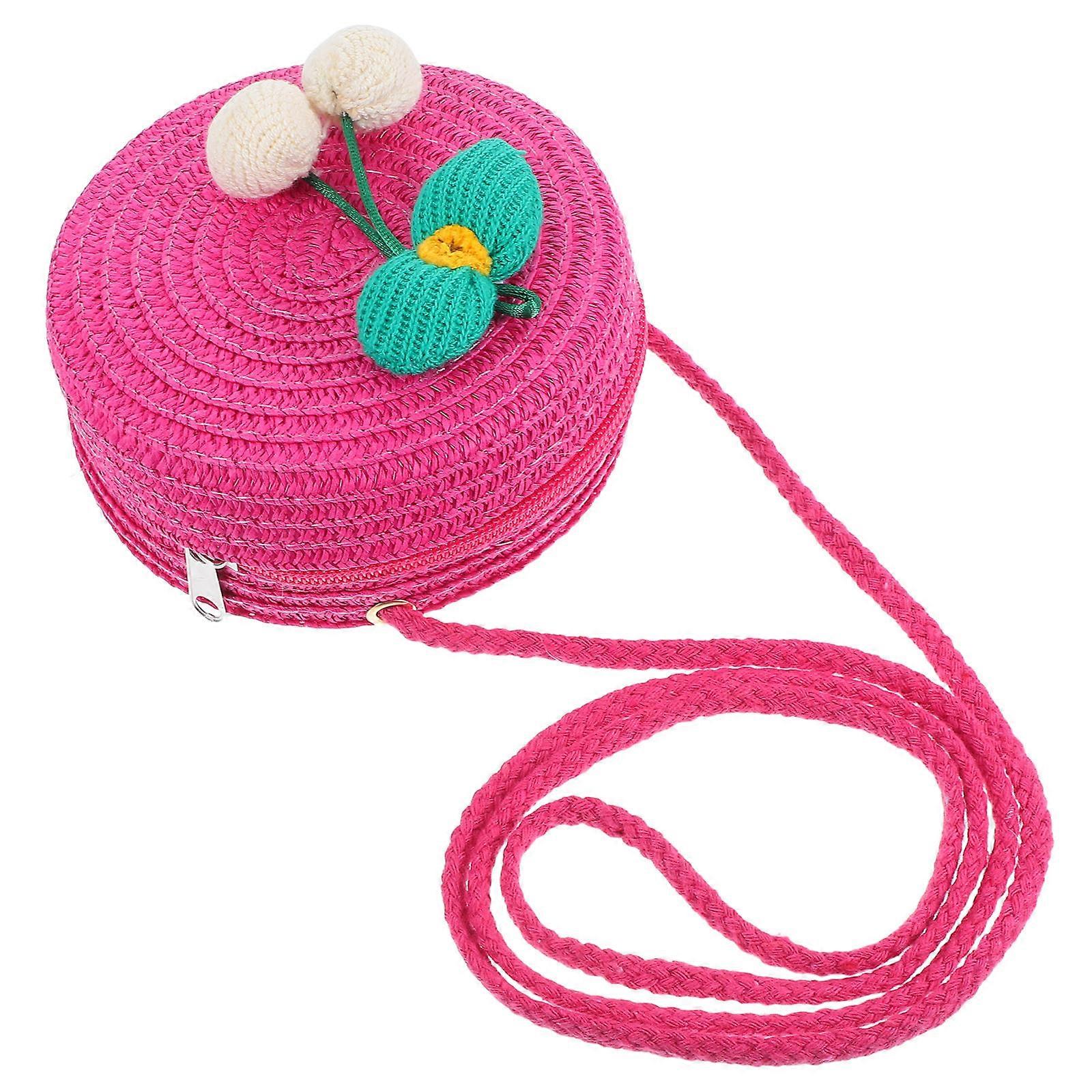 Straw Crossbody Mini Purse for Storage Use 5Pcs for Kids and Parties