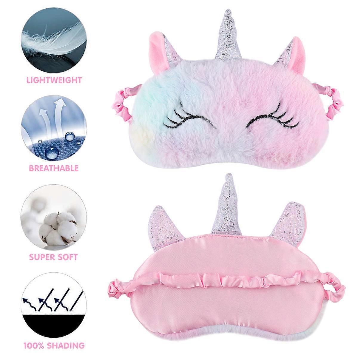 Eye Cover Fenical Plush Cartoon Eye Patch for Sleeping 2Pcs Multicolor
