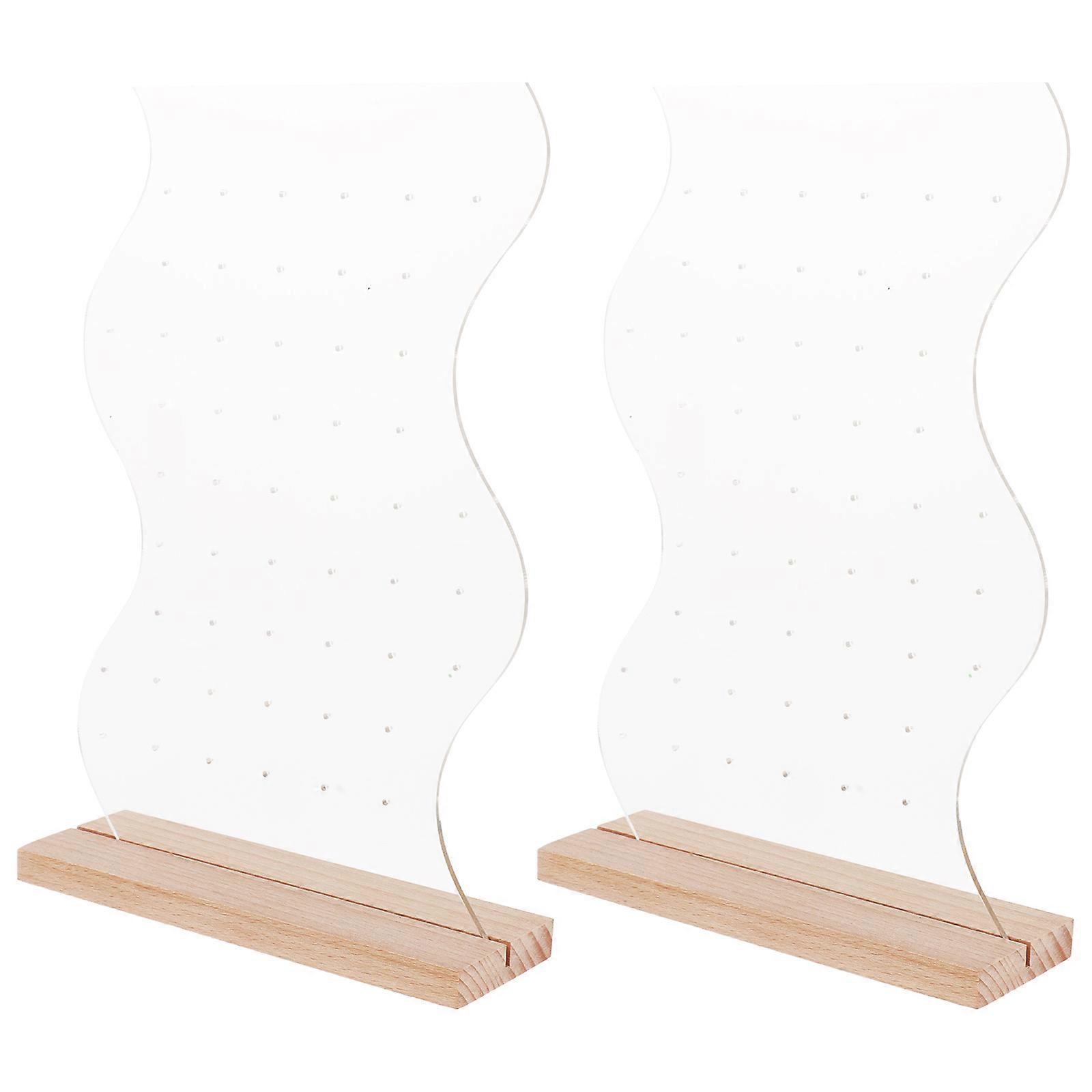 Transparent Acrylic Earring Display Rack for Storage with Wooden Base 10Sets