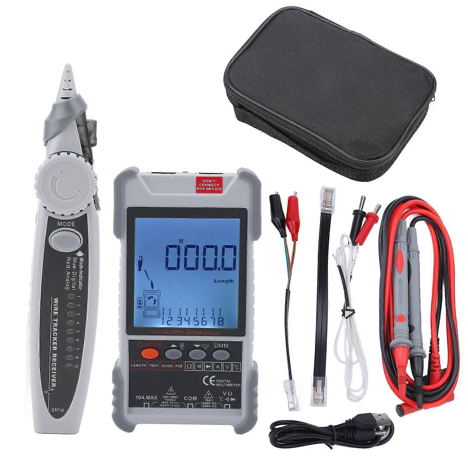 Netzwerkkabel-Tester-Kit 500m Länge messen Line Finder Multimeter Set Multifunktionaler Draht-Tracker mit Frontlicht