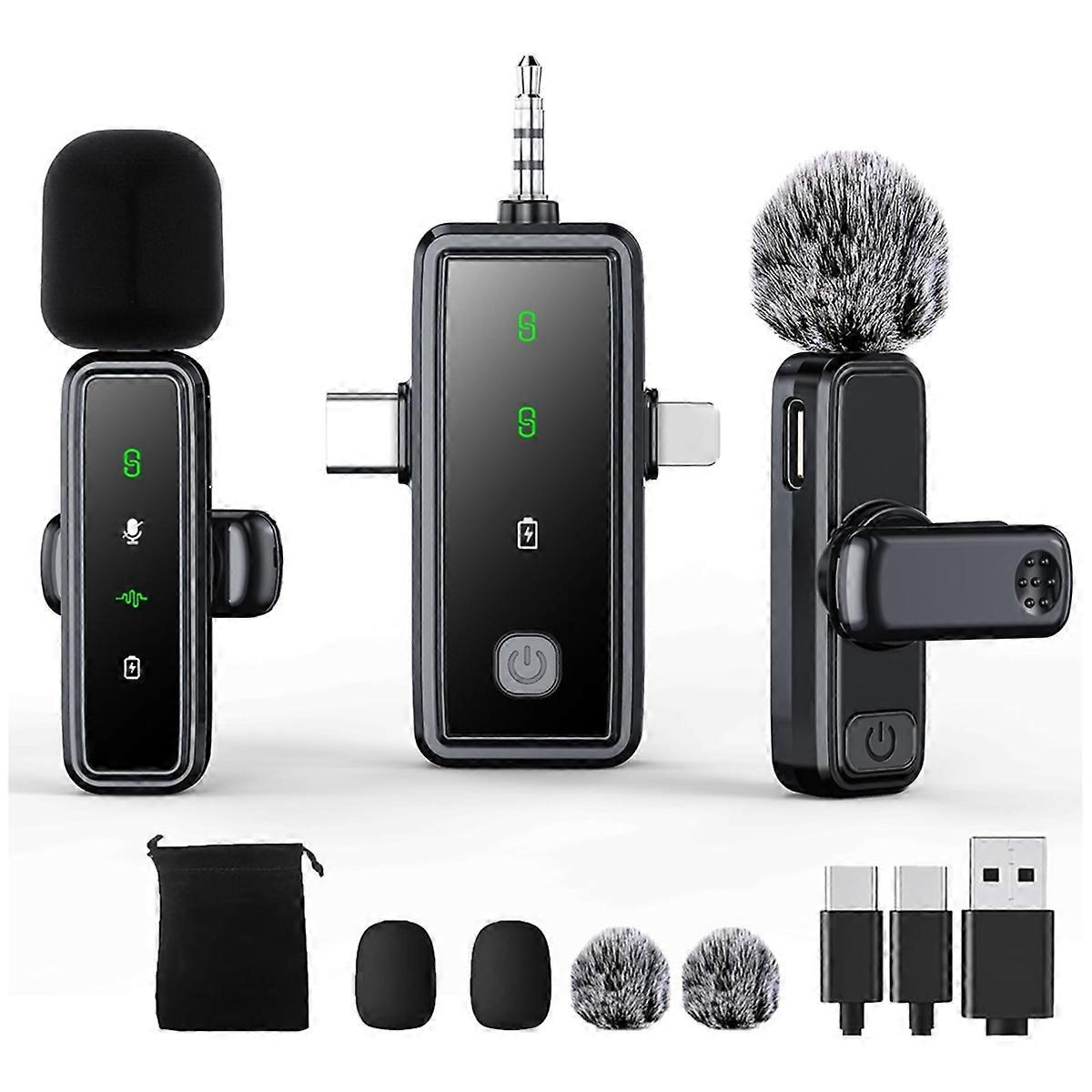 3 in 1 Wireless Lavalier Microphones for /Android/Camera