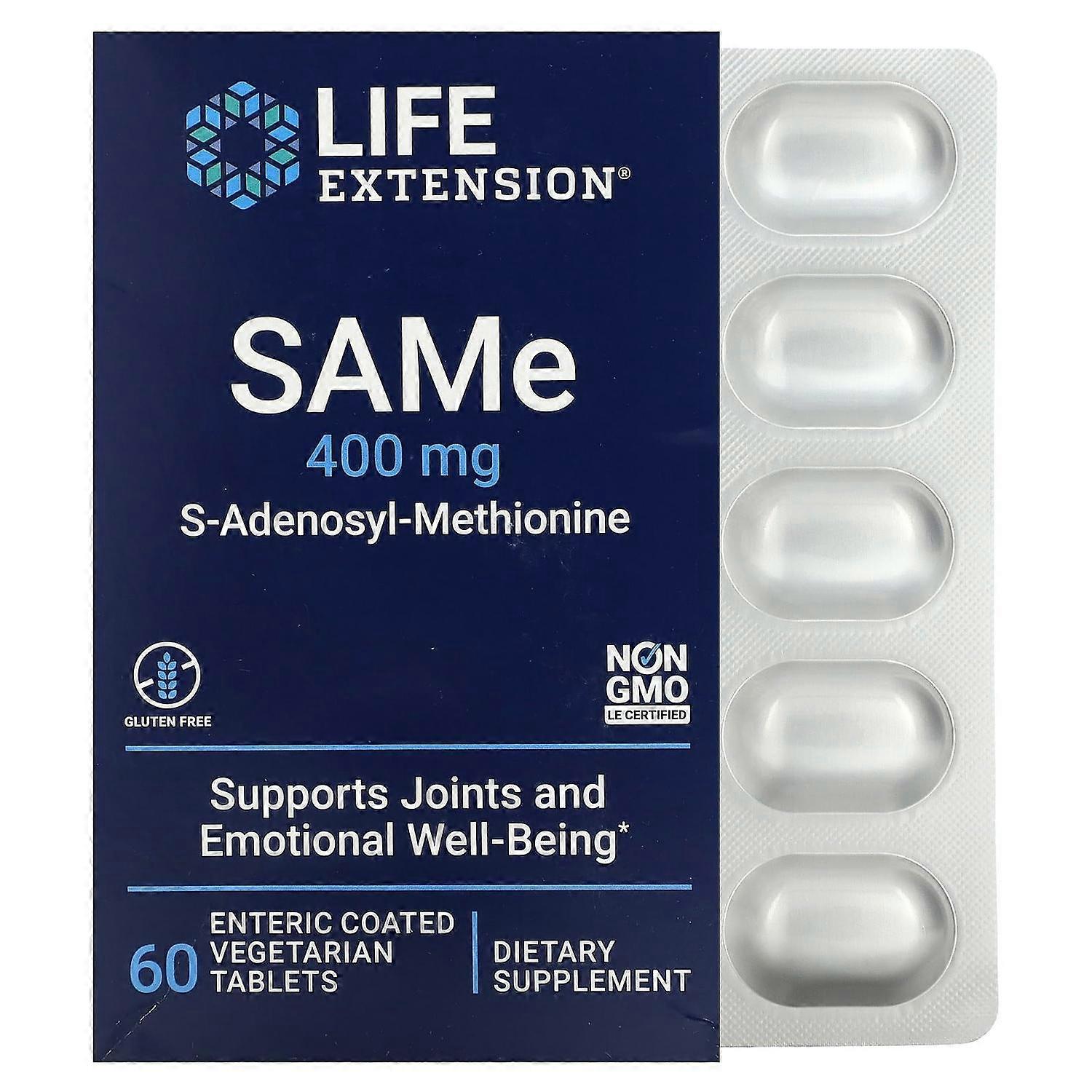 Life Extension, SAMe S-Adenosyl-Methionine, 400 mg, 60 Enteric Coated Vegetarian Tablets