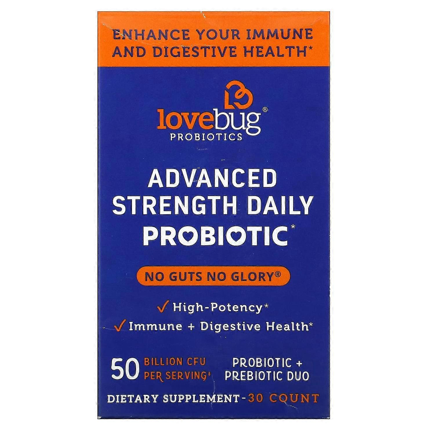 LoveBug Probiotics, Advanced Strength Daily Probiotic, 50 Billion CFU, 30 Count
