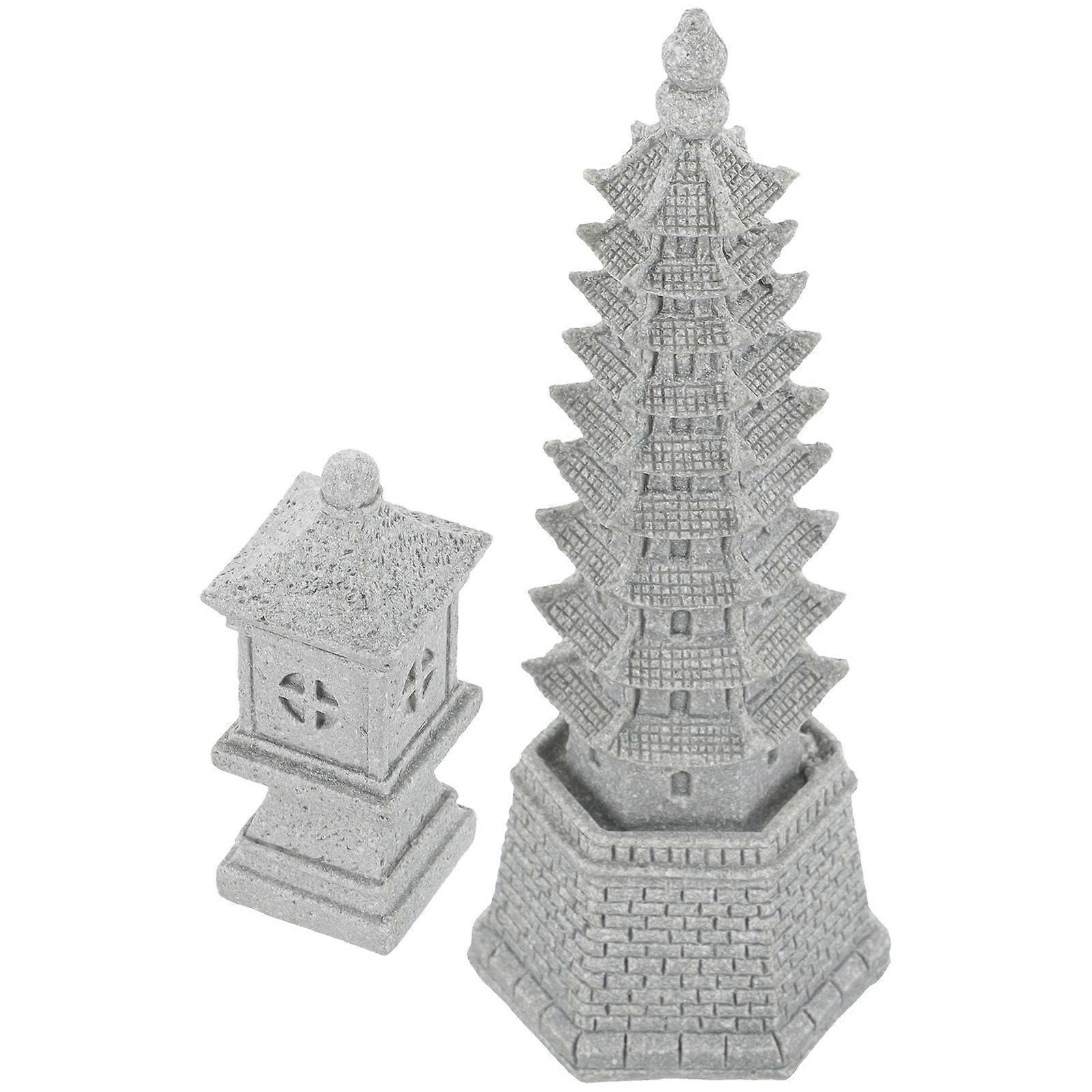 Miniature for Garden Decoration 4Pcs Pavilion Statues Set