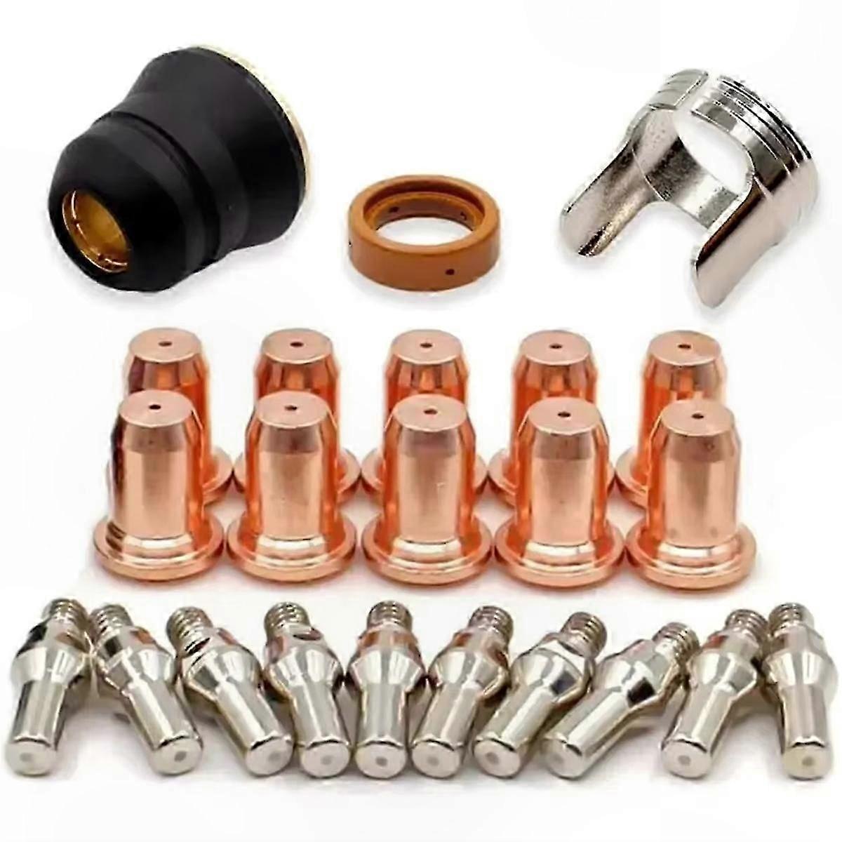 23-Piece Plasma Cutting Torch Kit with 1.0mm Tips, Electrodes, and Nozzles for PT-60 and PT40 Models, Durable Cutting Accessories for Flashlight Style