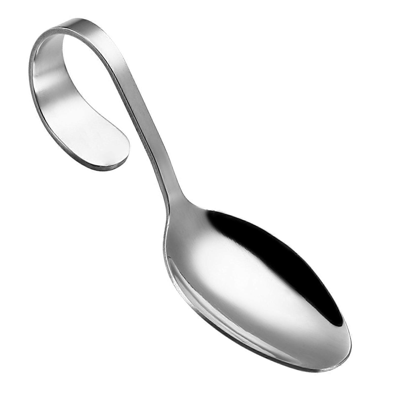 Curved Handle Spoon Stainless Steel Serving Spoon for Restaurant 2Pcs