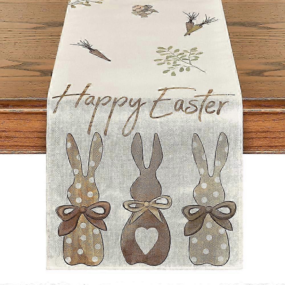 25-26 13x72 Inch Carrot & Bunny Table Runner - Easter Spring Dining Decor for Kitchen & Parties
