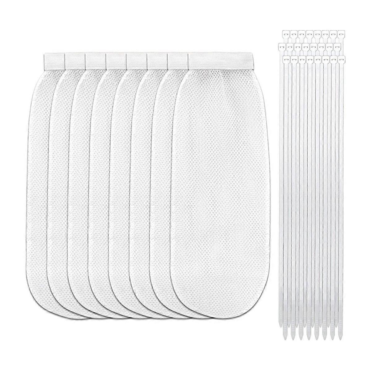 Lint Trap and Cable Ties Set for Washing Machine, Includes 8 Nylon Mesh Lint Traps and 24 Cable Ties