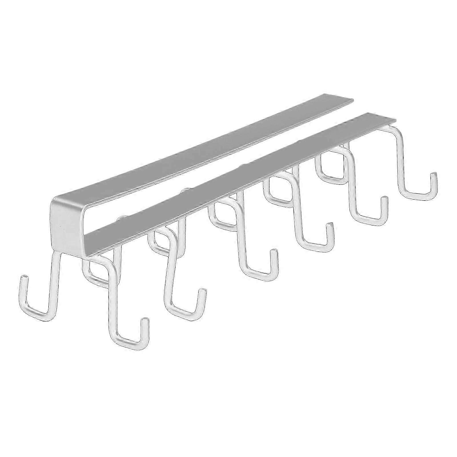 Under-Shelf Cup Hook Rack in White for Organising Mugs and Utensils in Your Kitchen