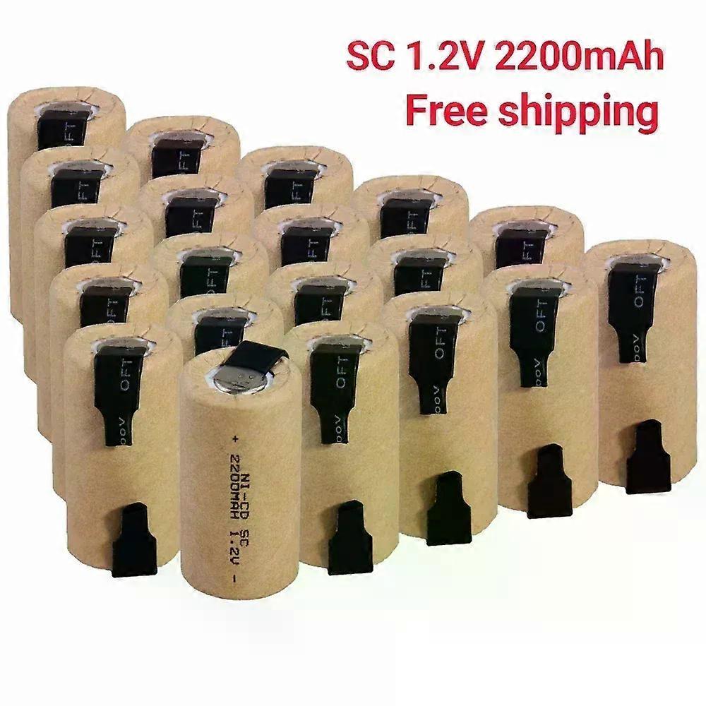 Apply 2-20pcs Screwdriver Electric Drill SC Batteries 1.2V 2200mah SubC Ni-Cd Rechargeable Battey with Tab Power Tool NiCd SUBC Cells