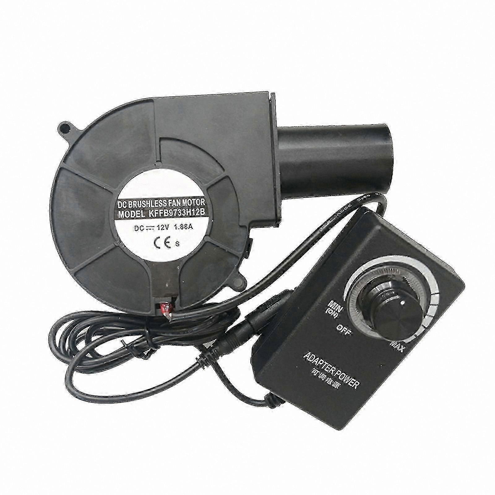 High-Speed 12V DC Turbo Centrifugal Air Blower with Variable Speed Control for Oil Stoves and BBQ Use