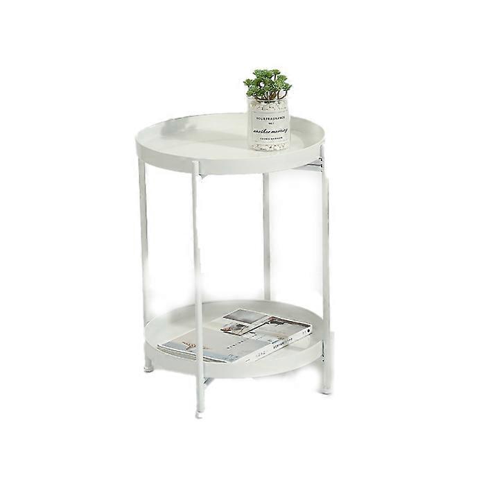 Small Bedside Round Table Coffee Table Sofa Side Table Simple Small Table (White)
