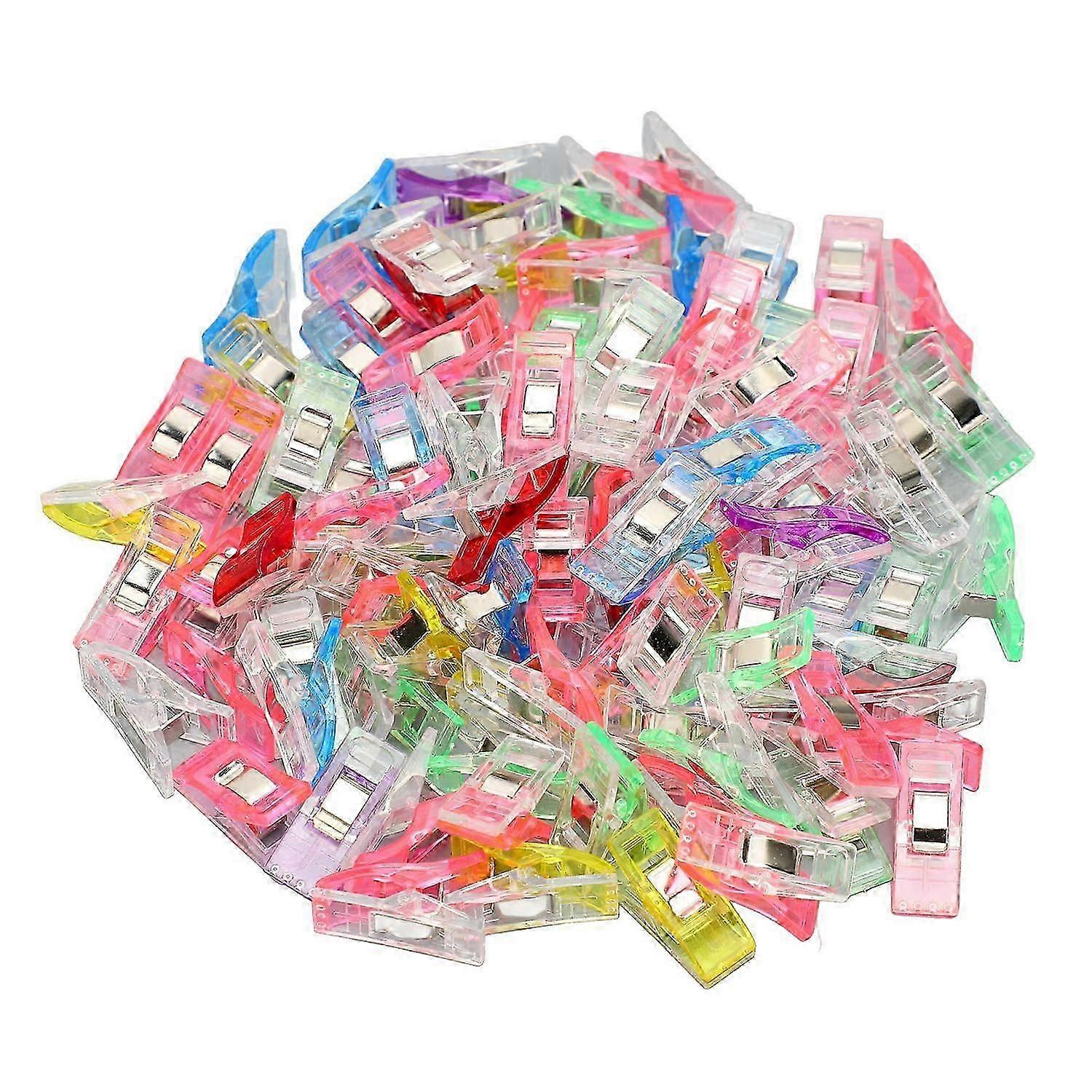 100PCS Clear Display Clip Multifunctional Flat Head Transparent Mini Clothespins Clip