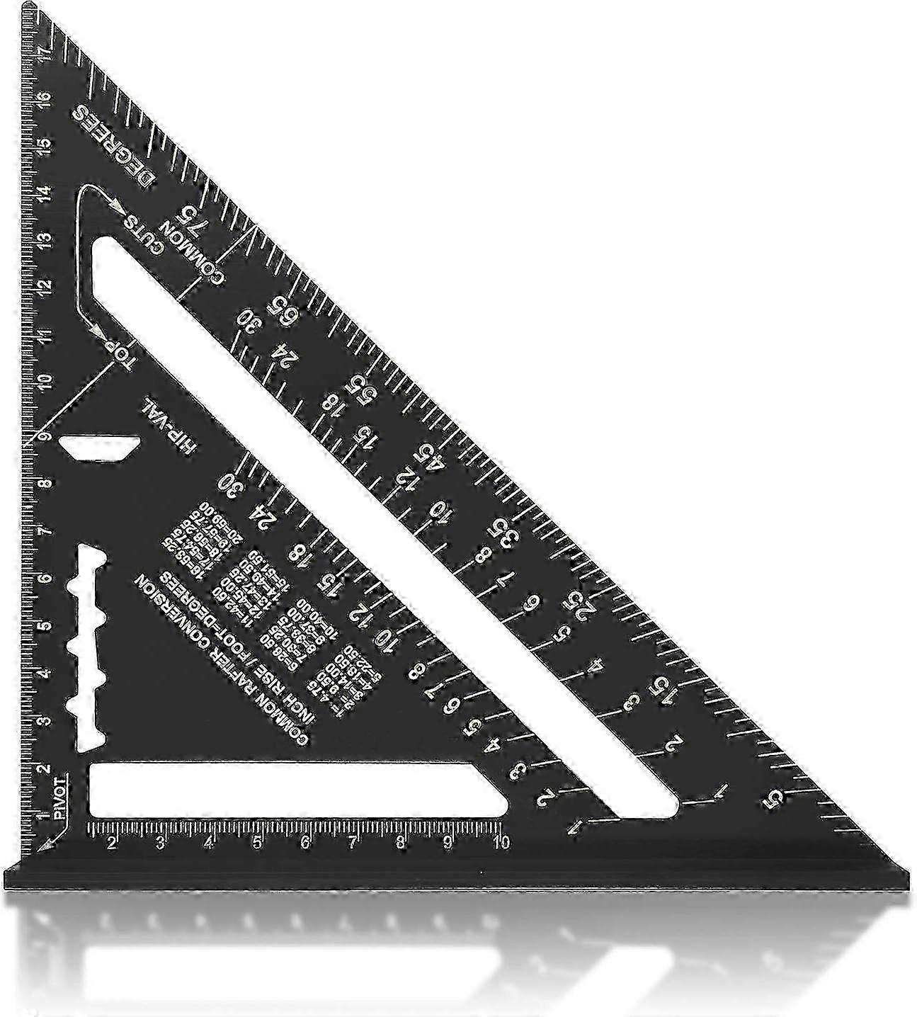 Carpenter's Triangle Square 7 Inch Metric, Aluminum Alloy Measuring Ruler, 90 Degree Thickness Triangle Ruler (Black)