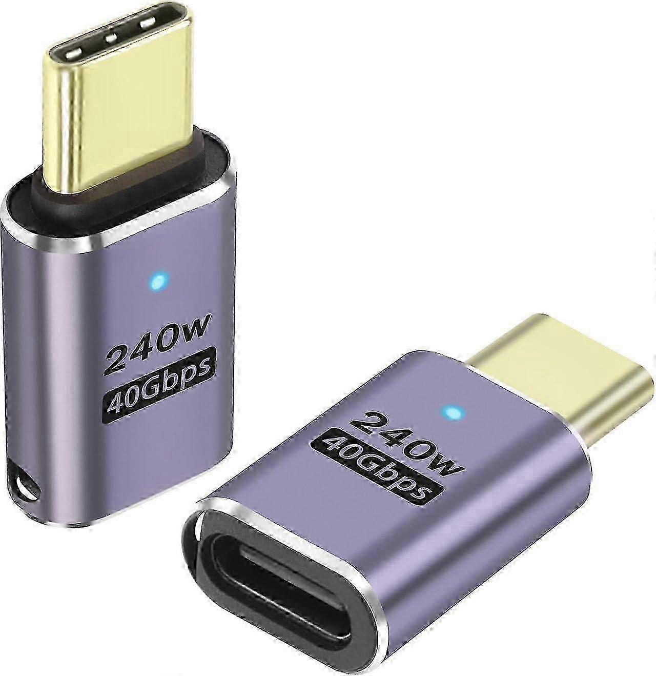 2 Pack USB4 C Adapter, 240W USB C Male to Female Extender Connector, USB 4 Type C 40Gbps Support 8K &60Hz Video Connector
