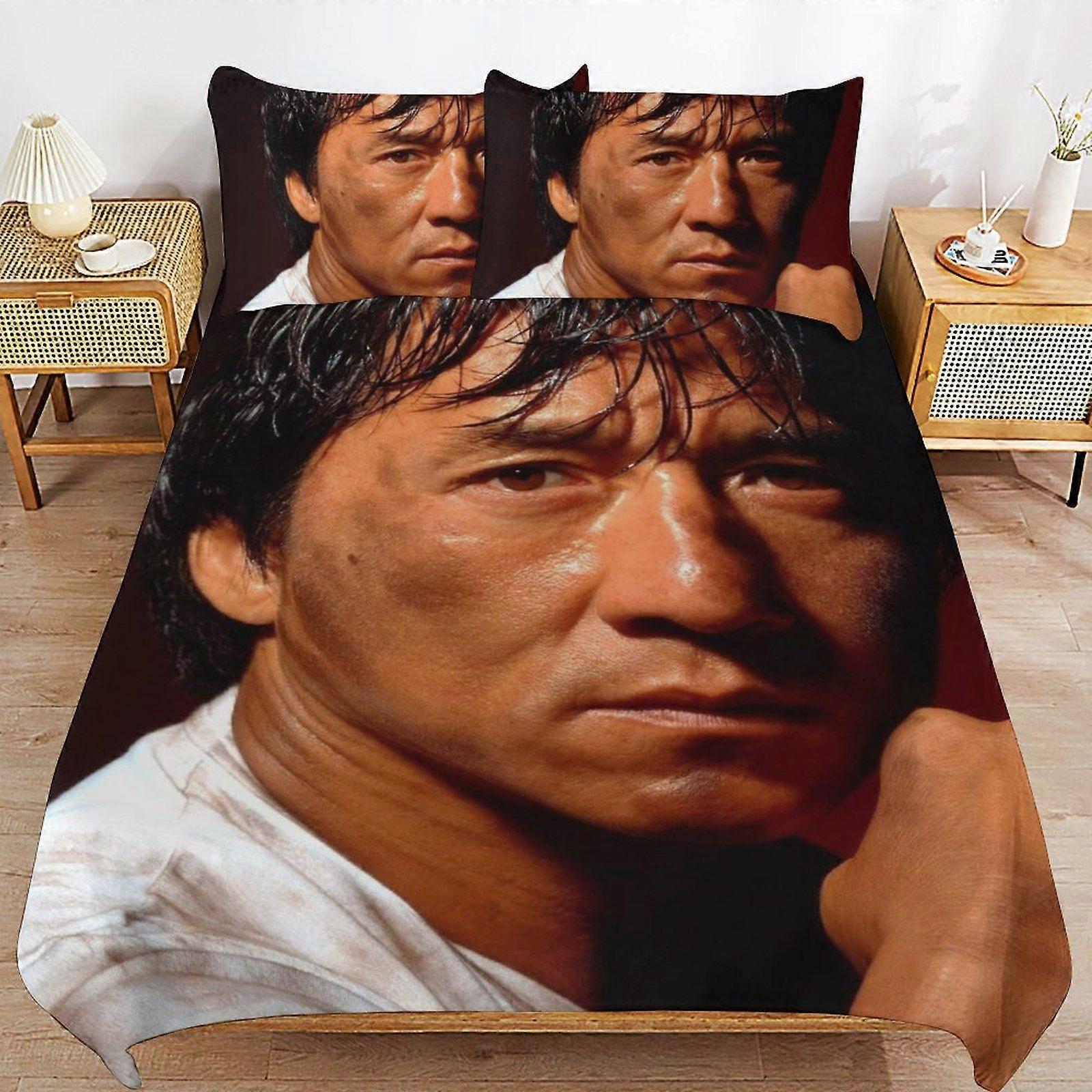 u32 Jackie Chan Breathable Bedding Solution Soft Surface Zipper Durable Thread Duvet Cover Sets Comfort Sleep n32