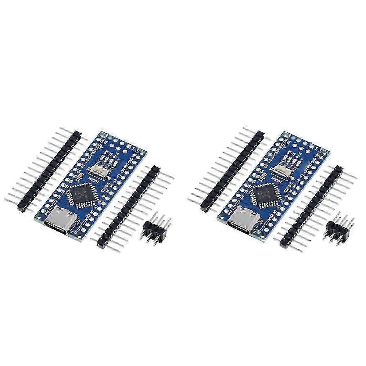 2pcs For Type-c Nano Board V3.0 With Pin Headers Compatible With Electronics Development Board Atmega328p