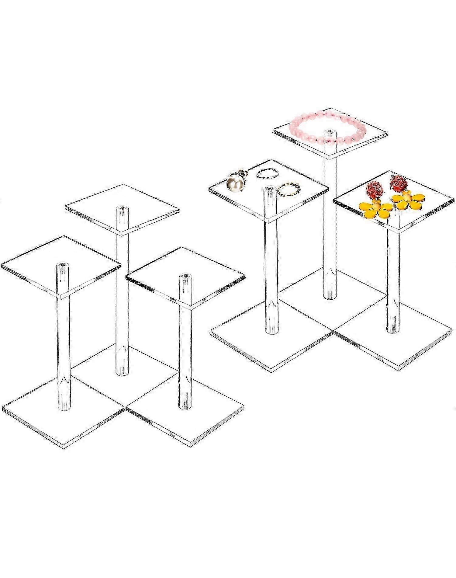 Akryl T-Shape Display Stand Set för smycken och klockor