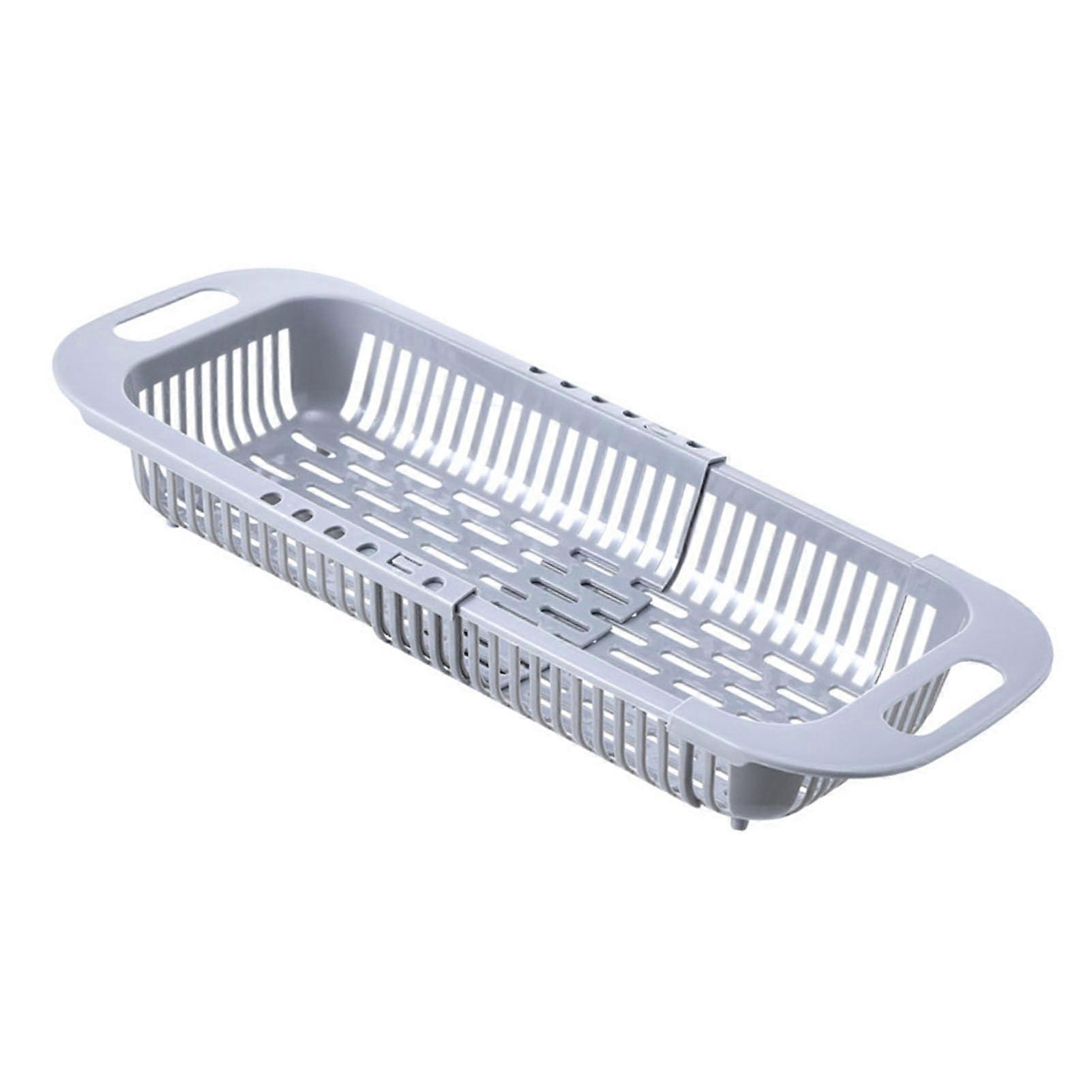 Expandable Kitchen Sink Strainer Basket with Large Capacity, Space Saving Vegetable and Fruit Drain Rack (Grey)