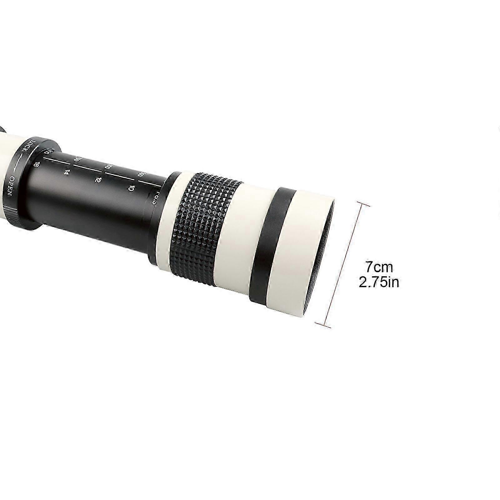 أبيض 420-800 مم F8.3-16 تلسكوبات عدسة تليفوتوغرافي يدوية كاملة للتركيز البؤري لتقريب T Mount للكاميرات الرقمية D3400 6D