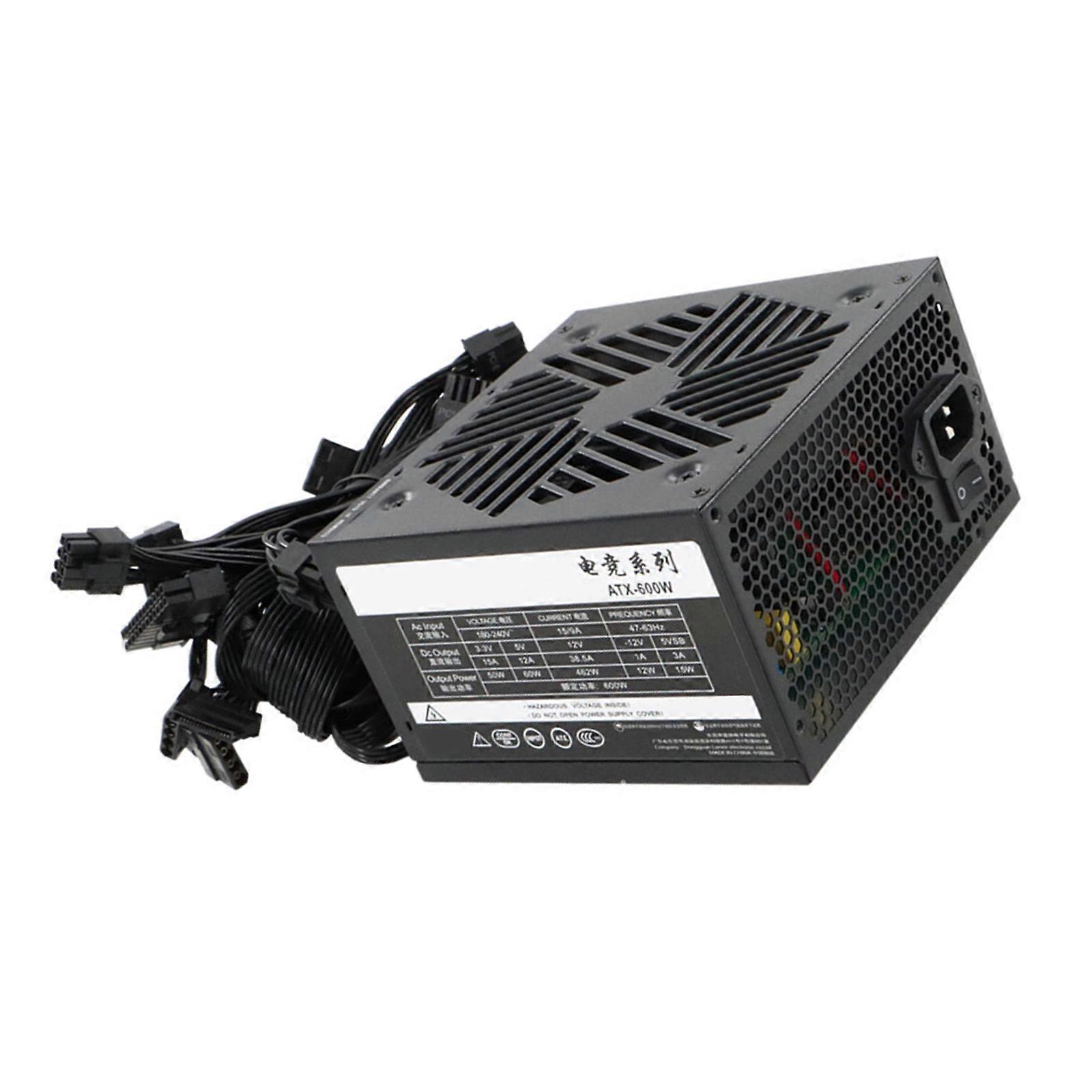 Energy Saving 600W Mining Power Supply Unit with Cooling Fan 24Pin For Computer Graphics Component Mining Machine Multicolor