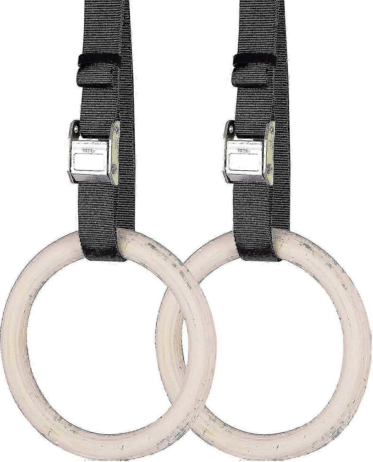 حلقات جمباز خشبية بما في ذلك أحزمة تعليق - مجموعة بطول 2-6 أمتار - حلقات جمباز قابلة للتعديل