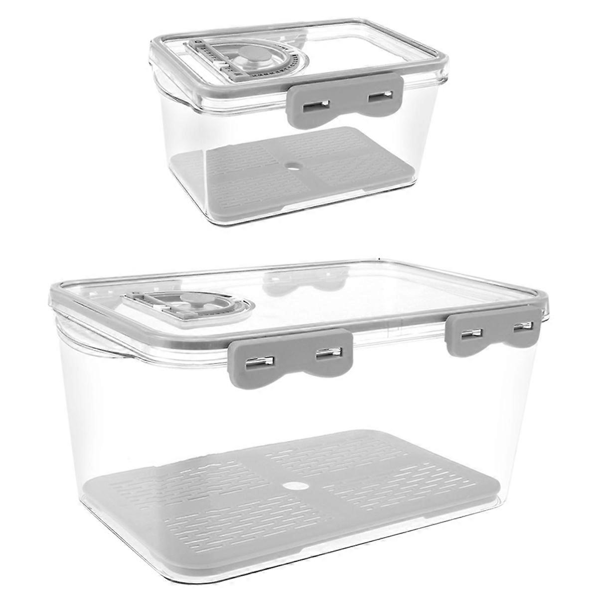 2Pcs Bread Box L/S Rectangular Bread Storage Boxes with Time Recording Clear Loaf Bread Container Airtight Bread Keeper
