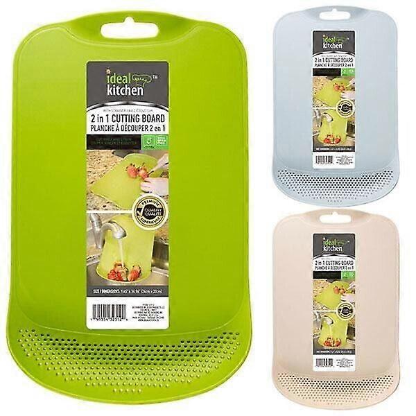 NEW 2 In 1 BPA Free Plastic Cutting Board And Strainer With Loop Hook 9.45x14.96